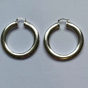 Classic Silver Hoop Earrings - Chunky Round Hoops